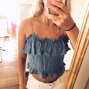 Endless Rose Blue Ruffle Crop Top
